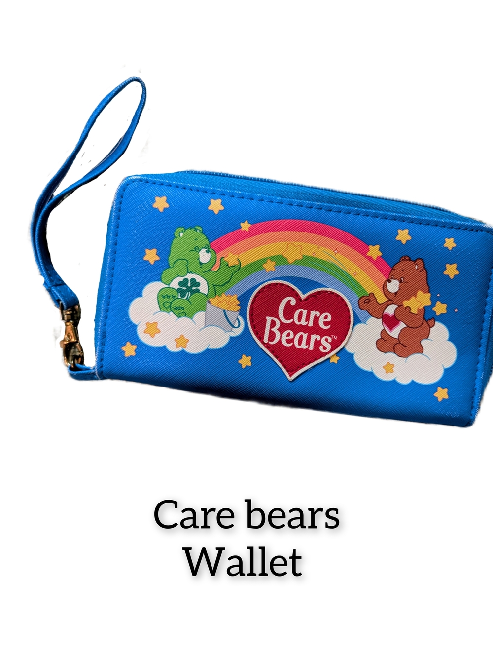 Care Bears Bright Blue Rainbow Wristlet with Multicolor Bears